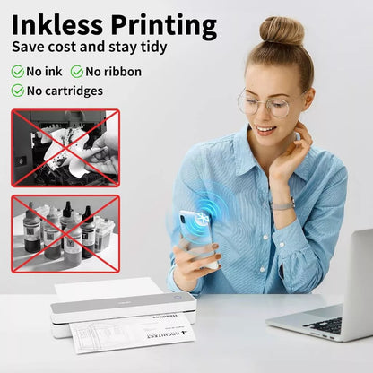 Portable A4 Thermal Printer 300dpi Inkless Bluetooth Tattoo Printer for Office, School Travel