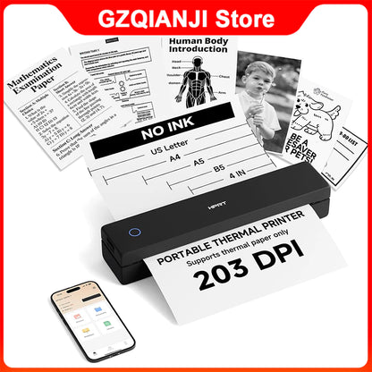Portable A4 Thermal Printer 300dpi Inkless Bluetooth Tattoo Printer for Office, School Travel