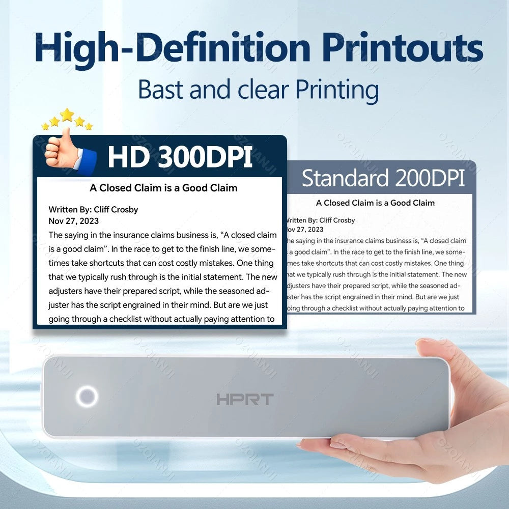 Portable A4 Thermal Printer 300dpi Inkless Bluetooth Tattoo Printer for Office, School Travel